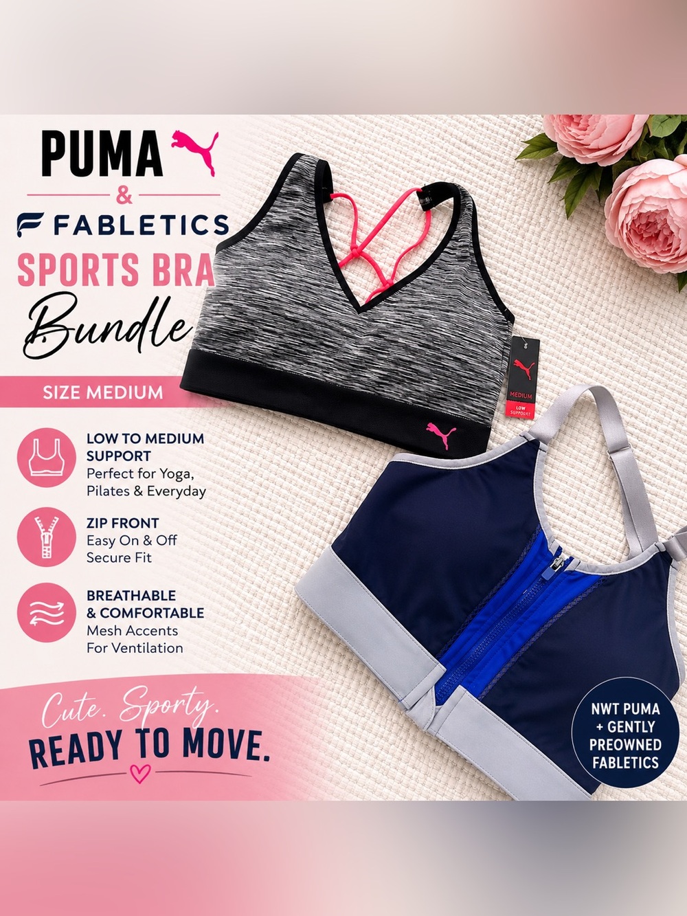 Puma & Fabletics Sports Bra Bundle NWT Medium